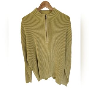 Tommy Bahama Men's Ribbed Quarter zip   Long Sleeves  Sweater Lime Green Size XL